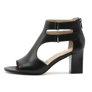 FOWT Women Fashion Open Toe Hollow Out Pumps Stylish Middle High Chunky Heels Bu